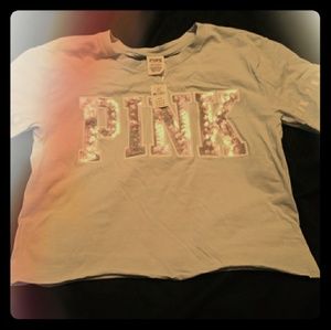 Blue victoria secret pink crop top